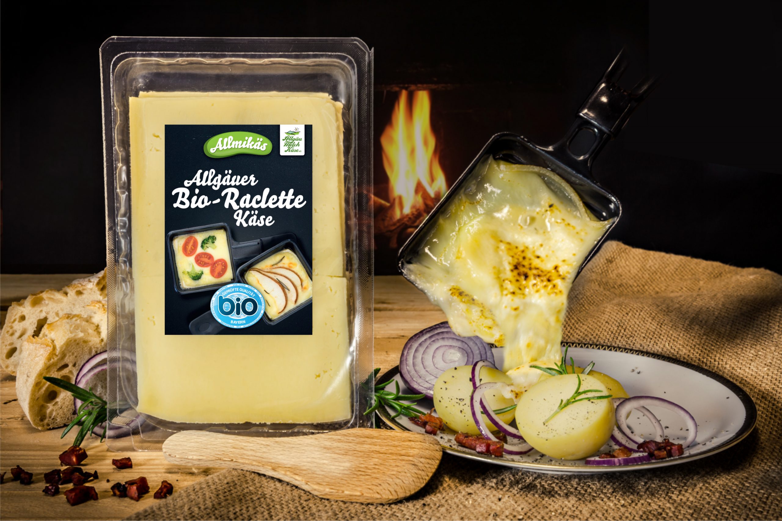 Allgäuer Bio-Raclette Käse in Scheiben